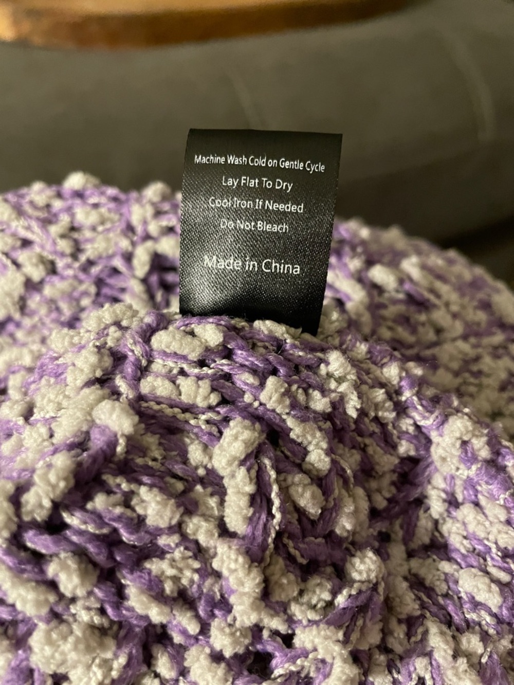 POL Off-Shoulder Chunky Knit Cropped Sweater Lavender Gray Boho Size: Small - Picture 10 of 10